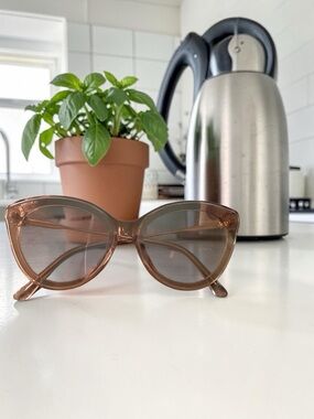 Jimmy Choo Cat Eye Sunglasses Nude Transparent Frame Crystal Accent w Case